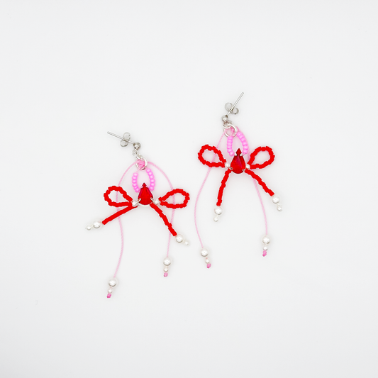 🩸 Blood Drop Ribbon Earrings